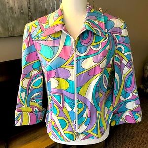 FRESH IN! JOSEPH RIBKOFF~Abstract Retro ZipUp Blazer Jacket (large)